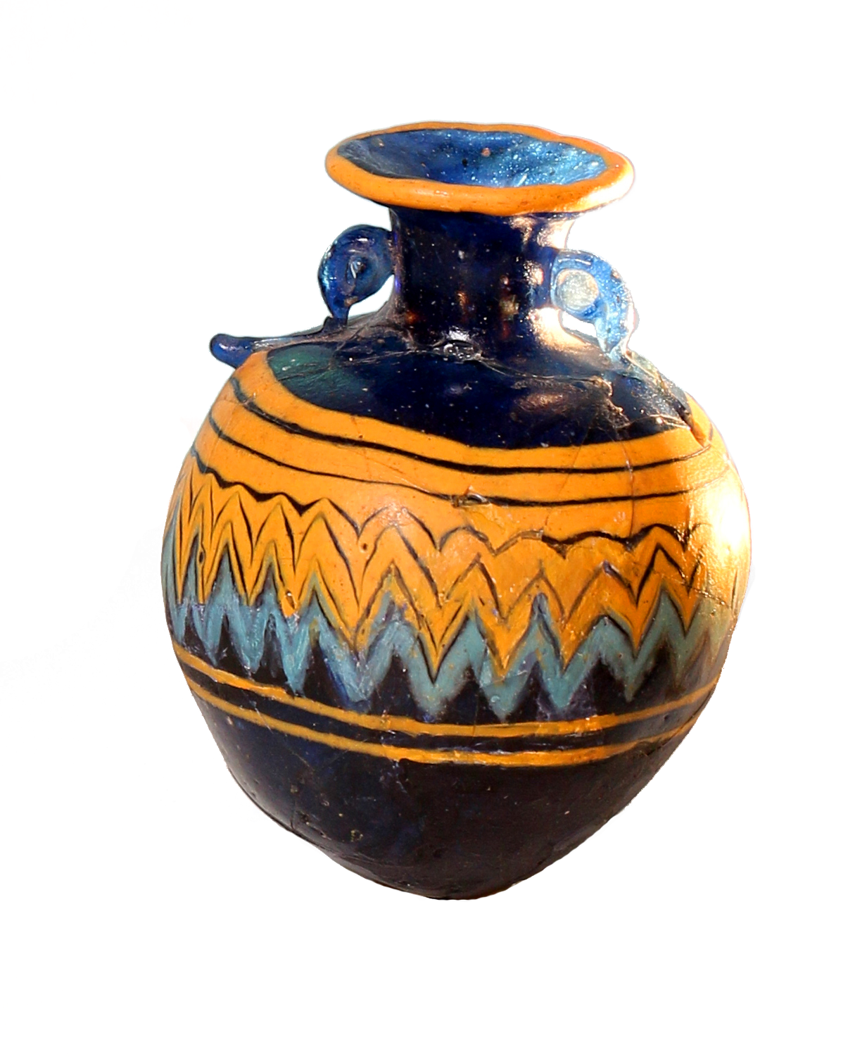bunte Glasflasche mit kleinen Henkeln | © Israel Antiquities Authority