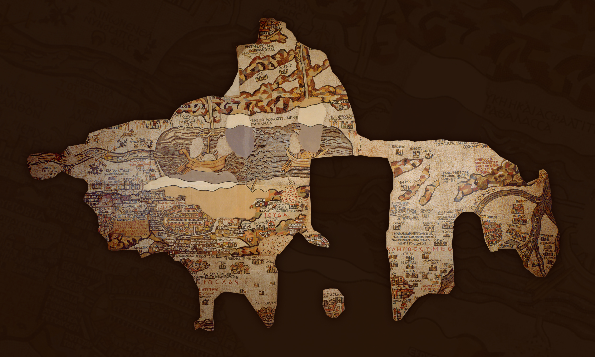 Mosaik der Karte der Region Madaba